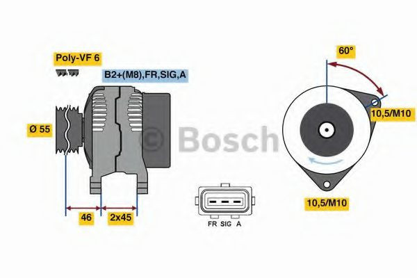 Generator / Alternator FORD FOCUS C-MAX (2003 - 2007) BOSCH 0 986 049 071 piesa NOUA