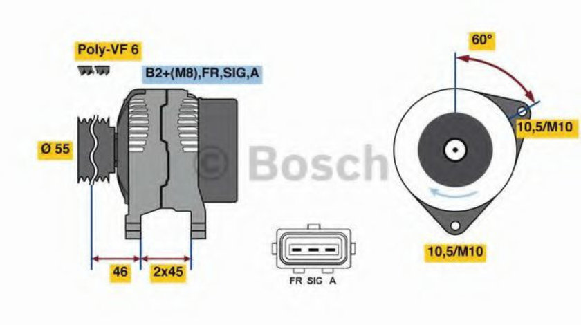 Generator / Alternator FORD FOCUS II (DA) (2004 - 2012) BOSCH 0 986 049 071 piesa NOUA