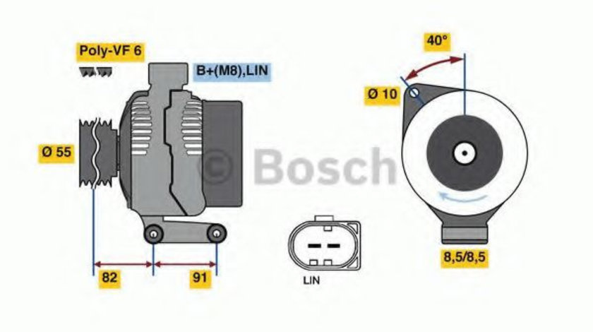 Generator / Alternator FORD KUGA I (2008 - 2016) BOSCH 0 986 080 810 piesa NOUA