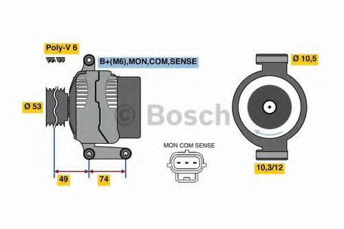 Generator / Alternator FORD MONDEO III Limuzina (B4Y) (2000 - 2007) BOSCH 0 986 049 460 piesa NOUA