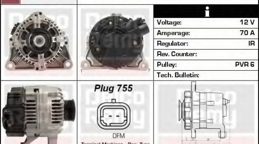 Generator / Alternator PEUGEOT 206 limuzina (2007 - 2016) DELCO REMY DRA3755 piesa NOUA