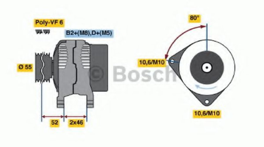 Generator / Alternator PEUGEOT 307 (3A/C) (2000 - 2016) BOSCH 0 986 044 400 piesa NOUA