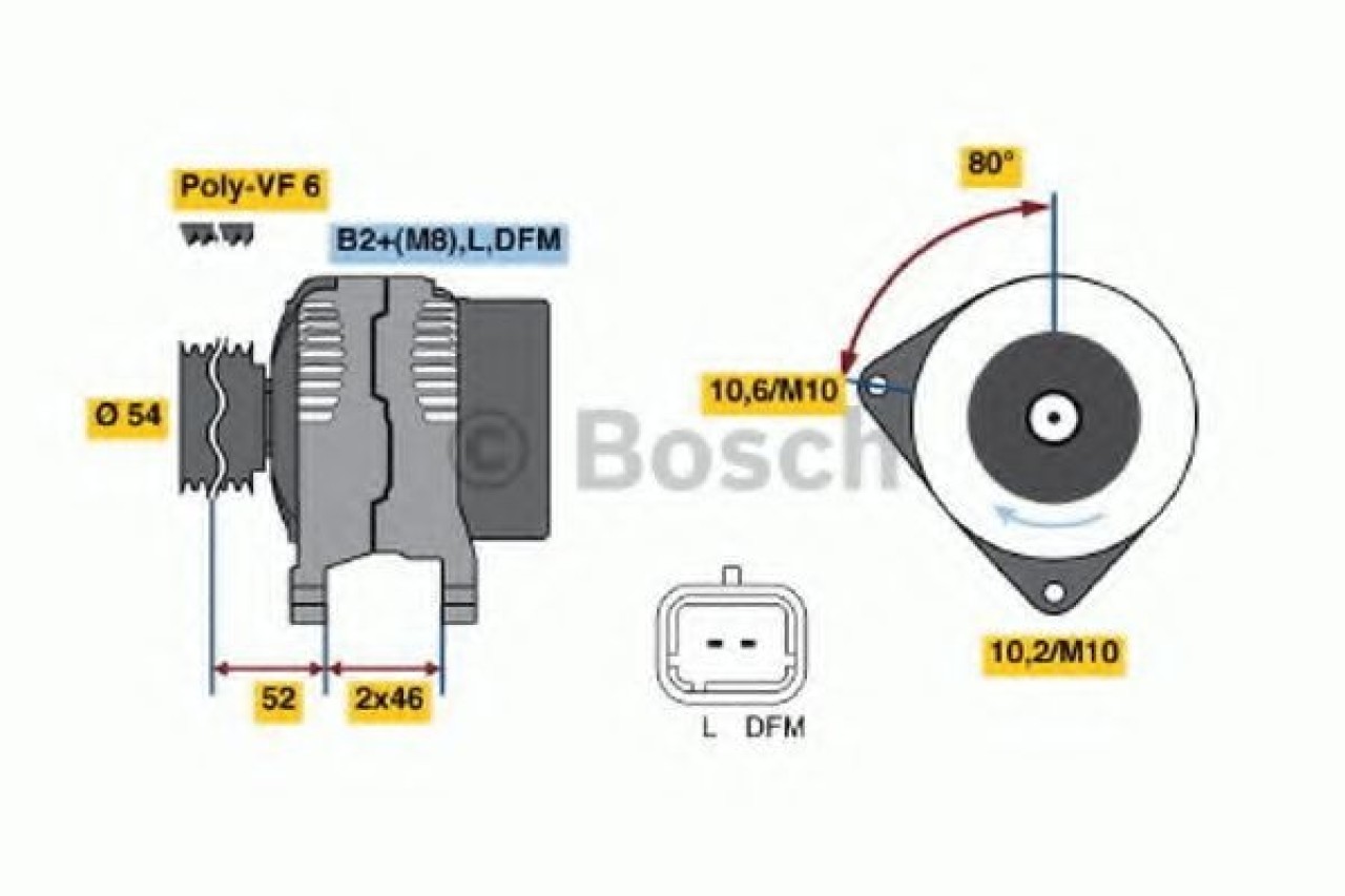 Generator / Alternator PEUGEOT 406 Estate (8E/F) (1996 - 2004) BOSCH 0 986 046 240 piesa NOUA