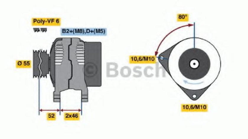 Generator / Alternator PEUGEOT BOXER bus (244, Z) (2001 - 2016) BOSCH 0 986 044 400 piesa NOUA