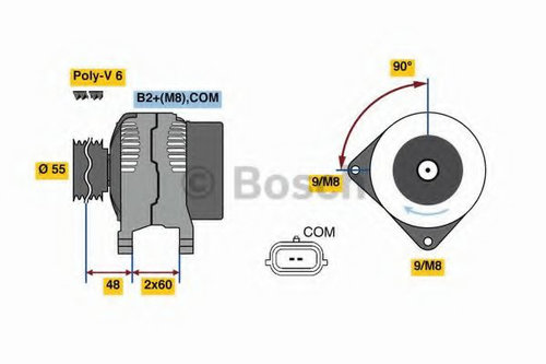 Generator / Alternator RENAULT CLIO III (BR0/1, CR0/1) (2005 - 2012) BOSCH 0 986 080 990 piesa NOUA