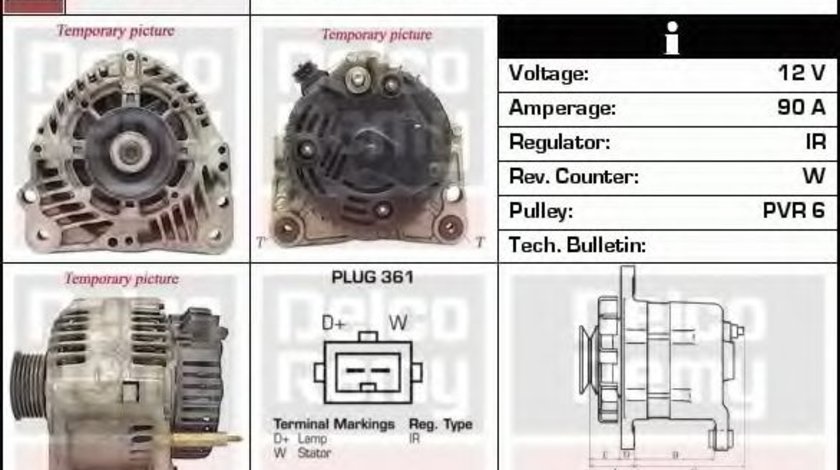 Generator / Alternator SEAT AROSA (6H) (1997 - 2004) DELCO REMY DRA4053 piesa NOUA