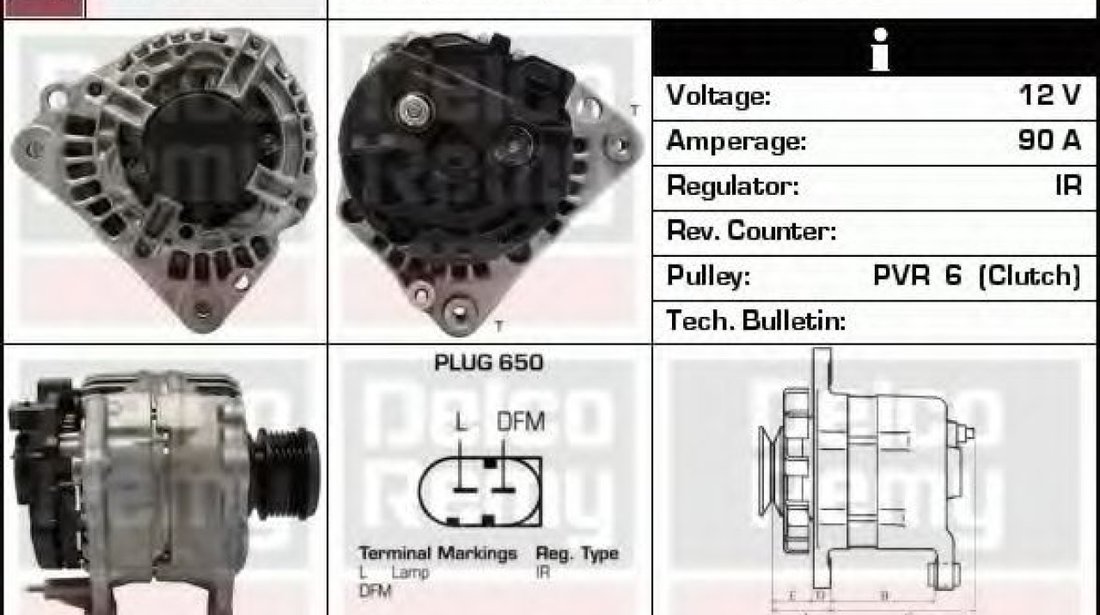 Generator / Alternator SEAT LEON (1M1) (1999 - 2006) DELCO REMY DRB1490 piesa NOUA