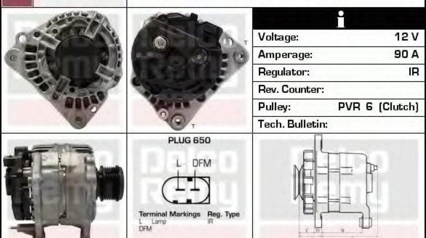 Generator / Alternator SKODA ROOMSTER (5J) (2006 - 2015) DELCO REMY DRB1490 piesa NOUA