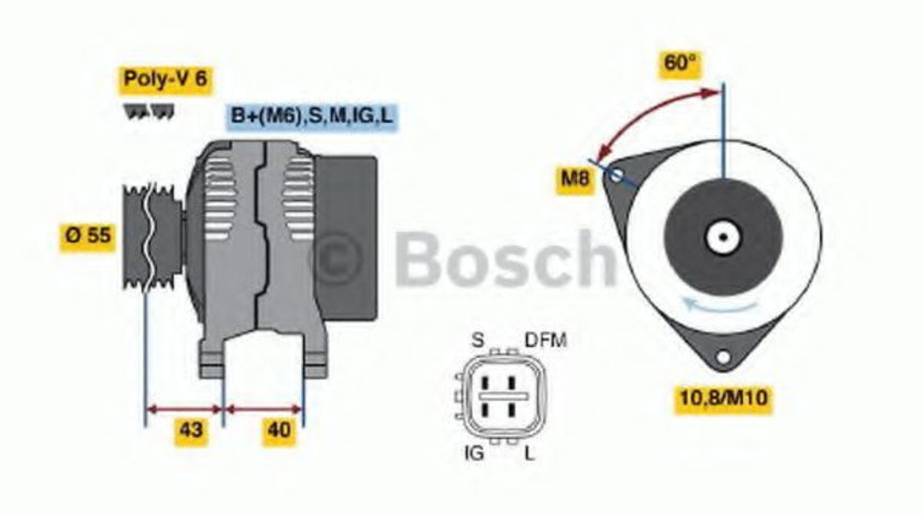 Generator / Alternator TOYOTA AVENSIS Limuzina (T25) (2003 - 2008) BOSCH 0 986 042 660 piesa NOUA