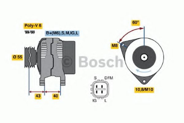 Generator / Alternator TOYOTA COROLLA Verso (ZER, ZZE12, R1) (2004 - 2009) BOSCH 0 986 042 660 piesa NOUA