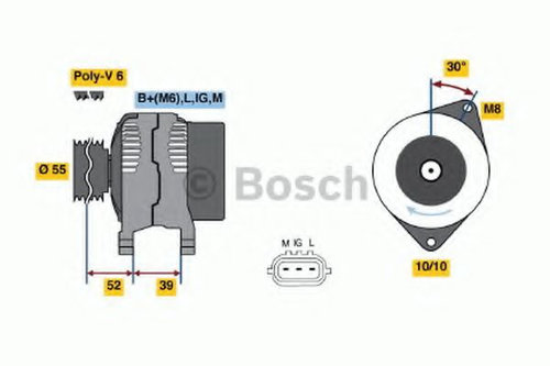 Generator / Alternator TOYOTA YARIS (P1) (1999 - 2005) BOSCH 0 986 049 211 piesa NOUA