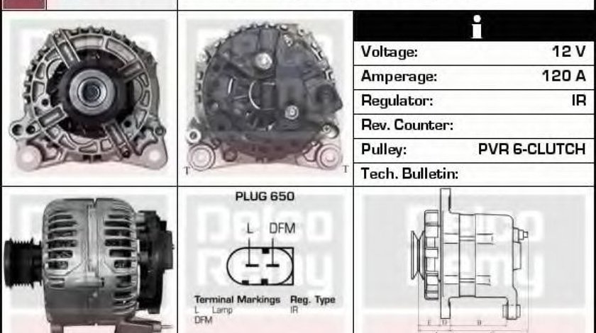 Generator / Alternator VW POLO (9N) (2001 - 2012) DELCO REMY DRB1860 piesa NOUA