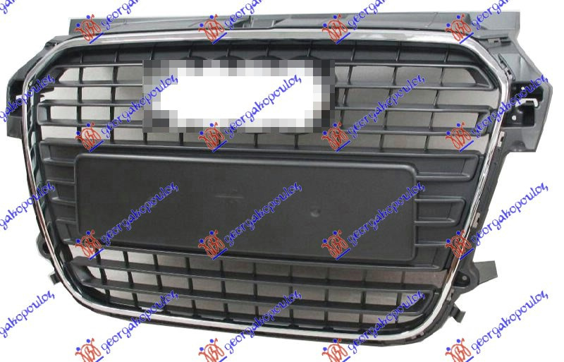 Grila bara fata Audi A1 2010-2014 NOUA 8X08536511QP (CU RAMA CROMATA)