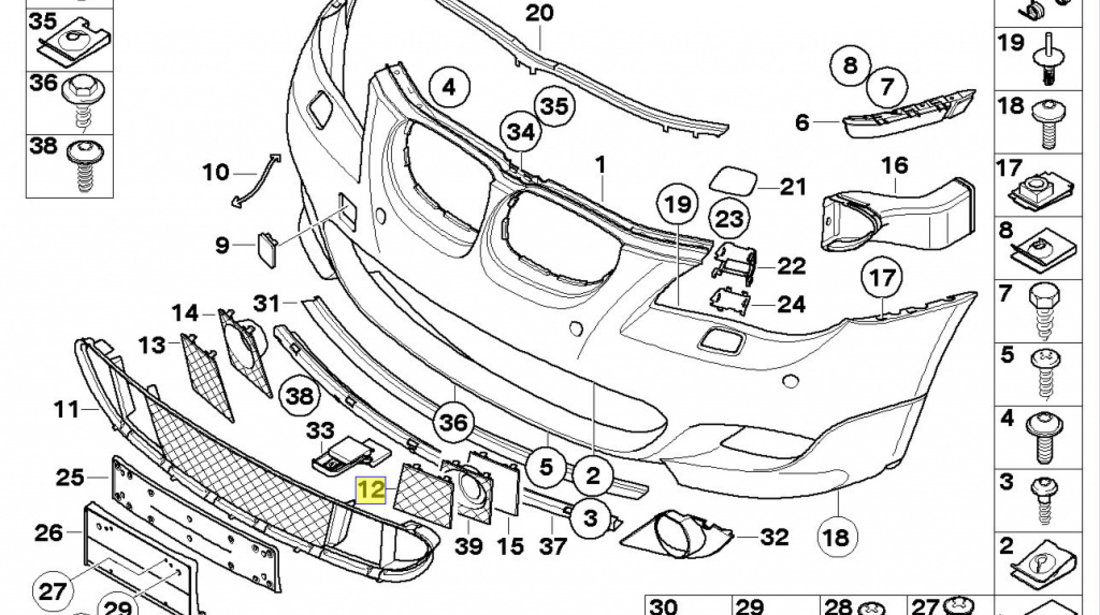 Grila Bara Fata Stanga Am Bmw Seria 5 E60 2003-2010 M-Technik 51117897186