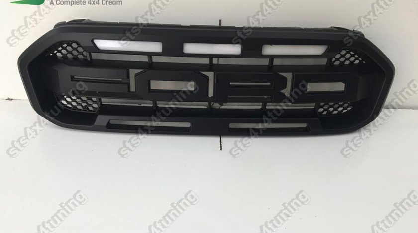 GRILA FATA CU LED FORD RANGER T8 2019-2022 XLT/LIMITED SI RAPTOR 2019-2022 MB [RAPTOR LOOK]