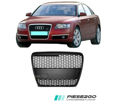 Grila Radiator RS-Look Audi A6 C6 4F 2004 2005 | 2006 2007 | 2008 Negru Satinat