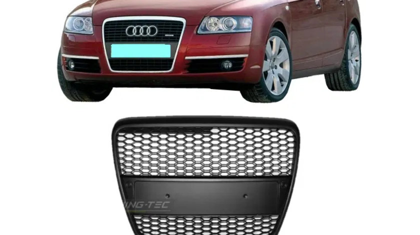 Grila Radiator RS-Look Audi A6 C6 4F 2004 2005 | 2006 2007 | 2008 Negru Satinat