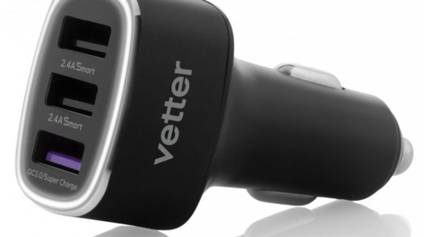 Incarcator Auto Vetter Smart Car Charger 2Nd Gen QC 3.0 And Super Charge 3 X USB CCAVTQC4SPD