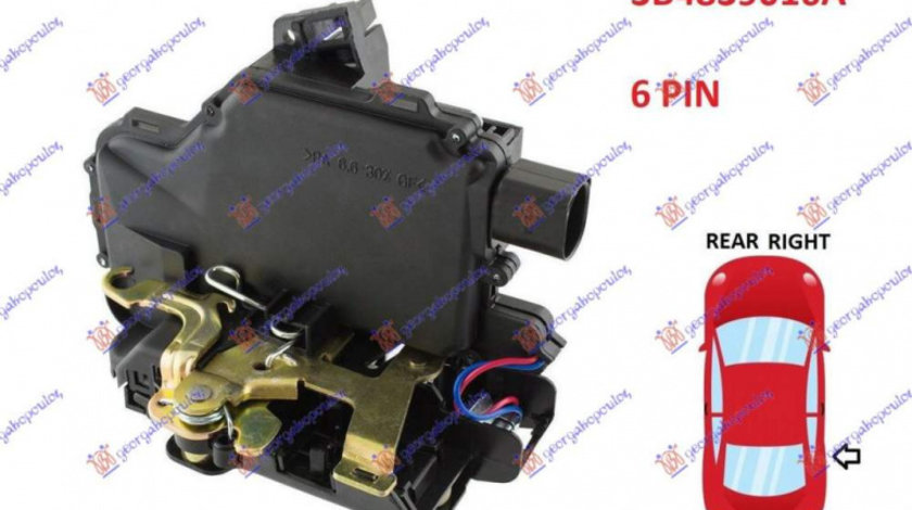 Incuietoare Usa Spate Centralizata 6pin - Vw Passat 1997 , 3b4839016a