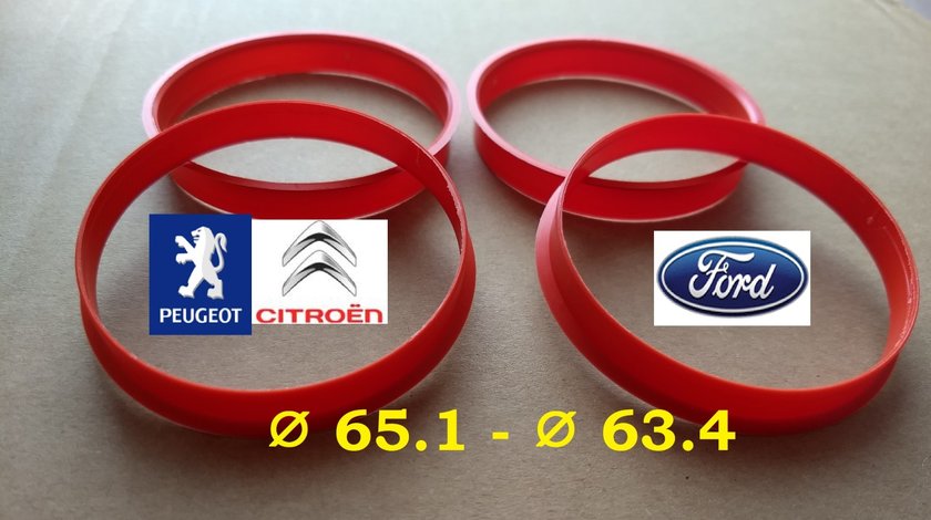 Inele de centrare Ford 65.1 x 63,4 pt a monta pe Ford 63,3 jante  Peugeot-Citroen cu butuc de 65 mm