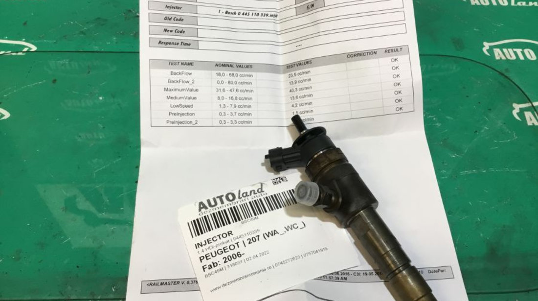 Injector 0445110339 1.4 HDI-probat Peugeot 207 2006