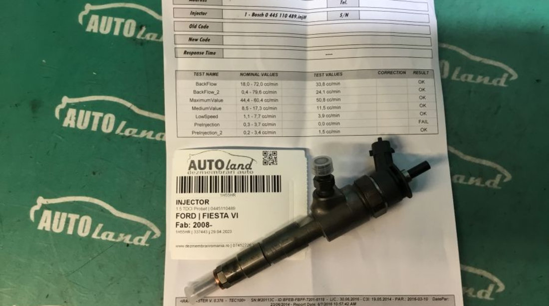 Injector 0445110489 1.5 TDCI Probat Ford FIESTA VI 2008