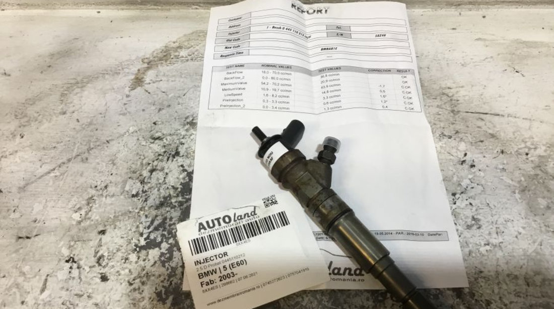 Injector 7794652 2.5 D Probat 0445110212 BMW 5 E60 2003