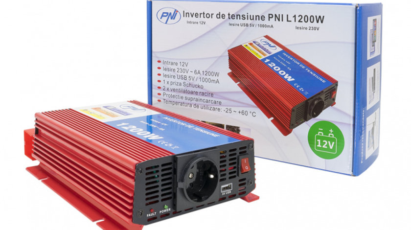 Invertor De Tensiune Pni L1200w Alimentare 12v Iesire 230v PNI-H1200W12