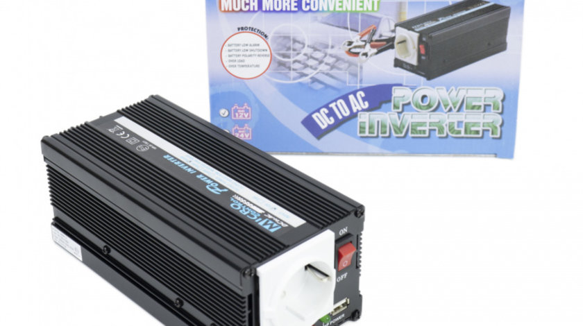 Invertor de tensiune President 400W alimentare 12V, iesire 230V, unda sinus modificata, mufa USB 5V 500mAh, cu clesti alimentare si mufa de bricheta inclus PNI-ACMA416