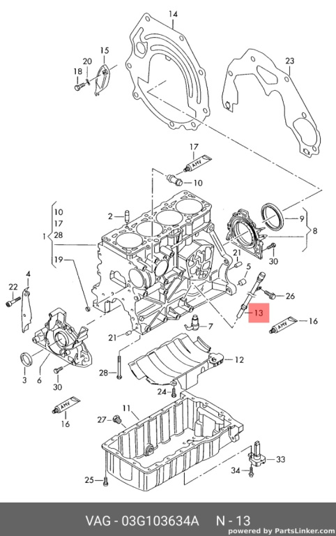 Joja ulei motor audi A3 8P Sportback 2.0 TDI 2005 BKD OEM 03G103634A