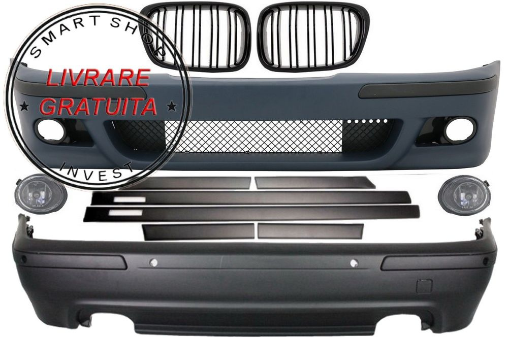 Kit Exterior BMW Seria 5 E39 (1997-2003) Cu Proiectoare Crom si Grile Negru Lucioa- livrare gratuita