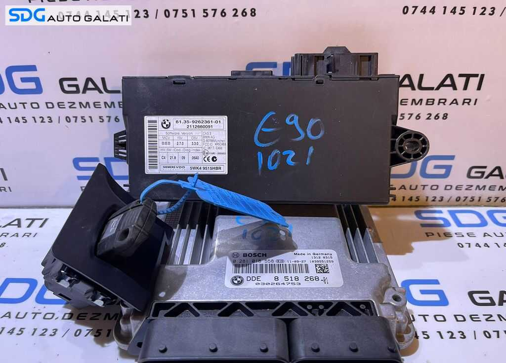 Kit Pornire ECU Calculator Motor Cip Cheie Imobilizator BMW Seria 3 E90 E91 2.0 D N47 2007 - 2011 Cod 8518268 851826801 0281018558