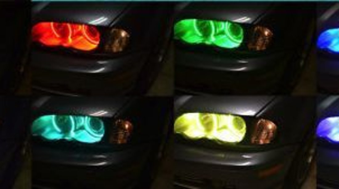 Kit RGB Led Angel Eyes BMW 16 culori cu telecomanda E46 cu LUPA #13230921