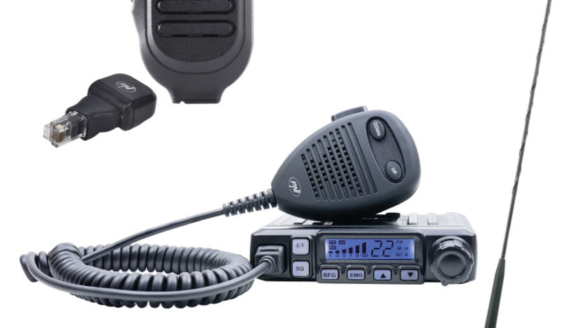 Kit statie radio CB PNI Escort HP 7120 ASQ cu antena CB PNI Extra 48 si microfon suplimentar Dongle cu Bluetooth PNI Mike 65 inclus PNI-PACK117