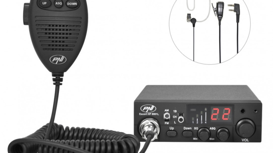 Kit Statie radio CB PNI ESCORT HP 8001L ASQ cu casti PNI HS81 + Antena CB PNI ML160 cu magnet 145mm, lungime 155 cm PNI-PACK99