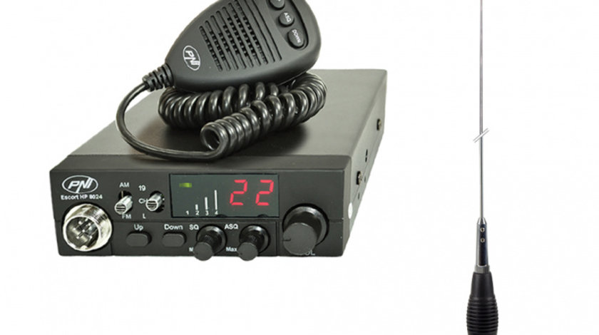 Kit Statie radio CB PNI ESCORT HP 8024 ASQ + Antena CB PNI ML145 cu magnet 145/PL PNI-PACK58