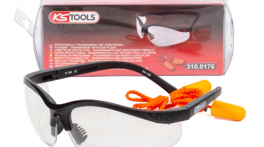 Ks Tools Ochelari Protectie Transparenti Cu Dopuri Pentru Urechi UV400 310.0176