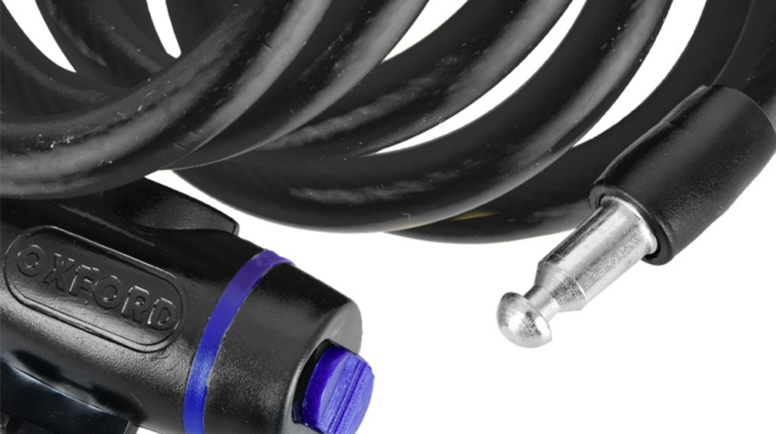 Lant Antifurt Moto Oxford Cable Lock 12mm x 1800mm Smoke Otel Negru OF246