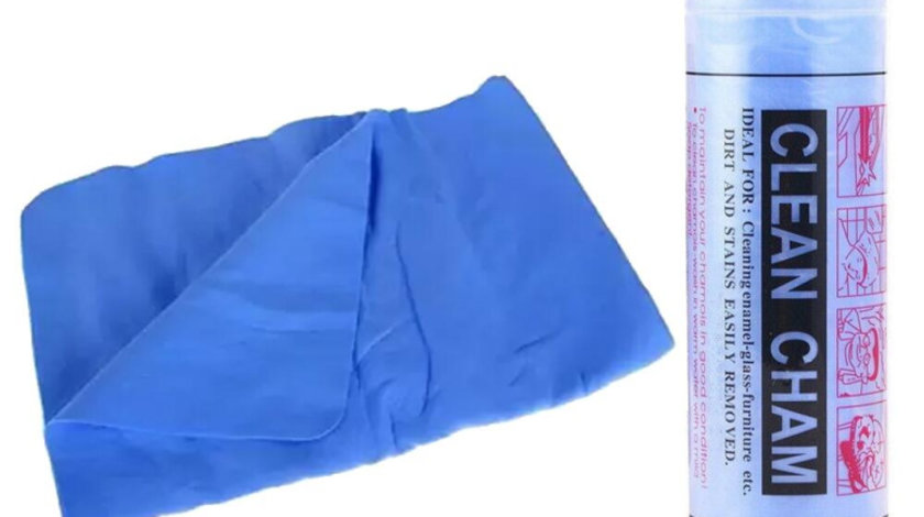Laveta Umeda Din Piele Ecologica Pentru Sters Geamuri, 66 cm X 43 cm, Albastru IT2235