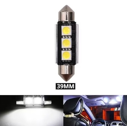 Led Sofit 12V 3 SMD C5W Canbus, Pentru Plafoniere, Portbagaj Alb 6000K 39mm KRU157