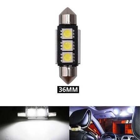 Led Sofit 12V 3 SMD C5W Canbus, Pentru Plafoniere, Portbagaj Alb 6000K 36mm KRU156