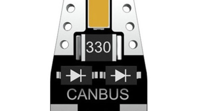 Led T10 2 SMD, W5W, 12V, Canbus, Pentru Pozitie, Plafoniere, Portbagaj, Lumina Alb 6000K KRU100