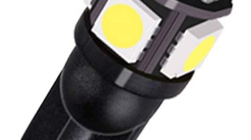 Led T10 5 SMD, W5W, 12V, Pentru Pozitie, Plafoniere, Portbagaj, Lumina Alb 6000K KRU101