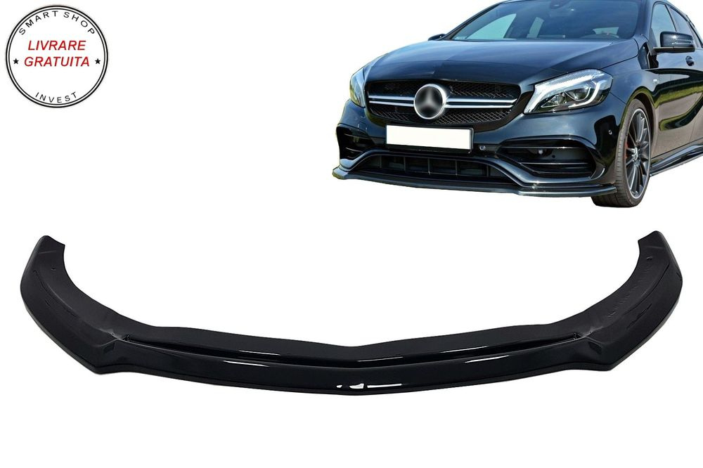 Lip Bara Fata Mercedes A-Class W176 AMG Facelift (2015-2018) Negru Lucios- livrare gratuita