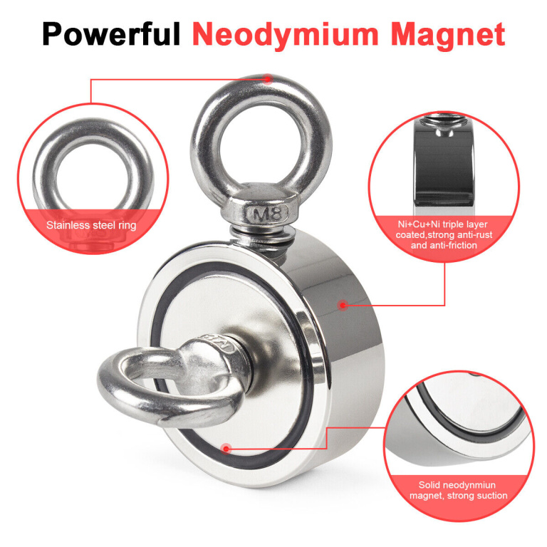 Magnet Cu Neodim, 140Kg Cu Carabina, 20M, Argintiu / Rosu IN0173