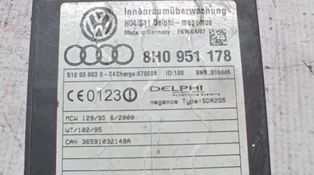 Modul alarma Audi A4 B7 2009, 8H0951178