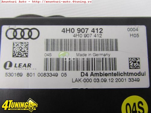 Modul ambient lumini original Audi A8 S8 4H cod 4H0907412