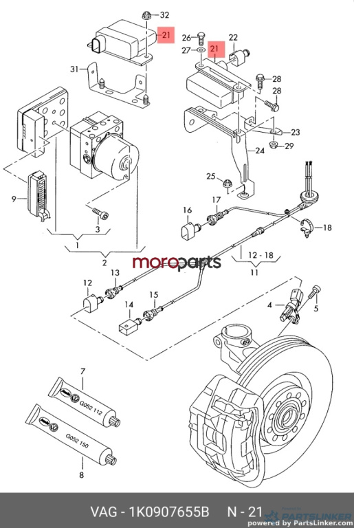 Modul ESP Volkswagen Golf 5 (1K) Hatchback 2005 2.0 TDI OEM 1K0907655B