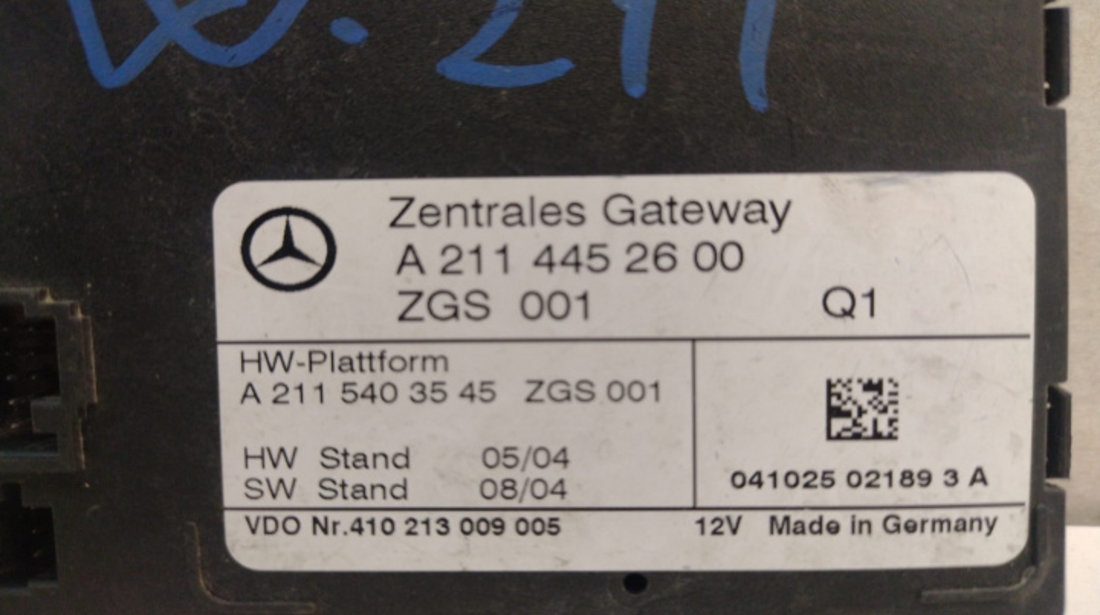 Modul Inchidere Centralizata, cod A2114452600 A2114452600 Mercedes-Benz E-Class W211/S211 [2002 - 2006]