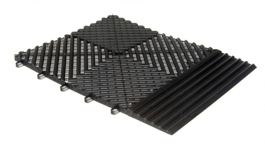 Modular "MAXTON Floor"- Edge Tile (Male Pegs) MXFL-EDGE-M-BLACK-1